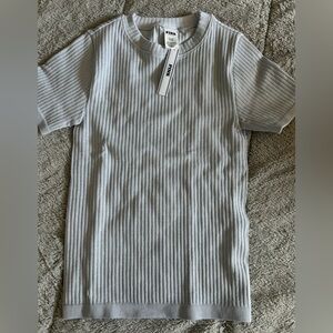 PINK Victoria's Secret Ribbed Short Sleeve Stretchy Top - Hydrangea Blue Shimmer